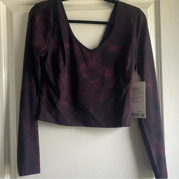 Lululemon Align Cropped Long Sleeve Shirt in Diamond Dye Cassis Black - Picture 6 of 7